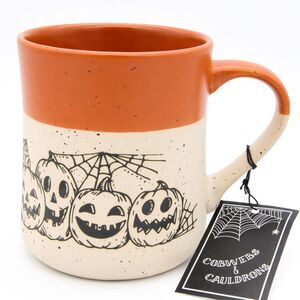 Halloween Pumpkin Mug, 21oz 2-Tone Ceramic Coffee Cup, Spooky Fall Decor, New